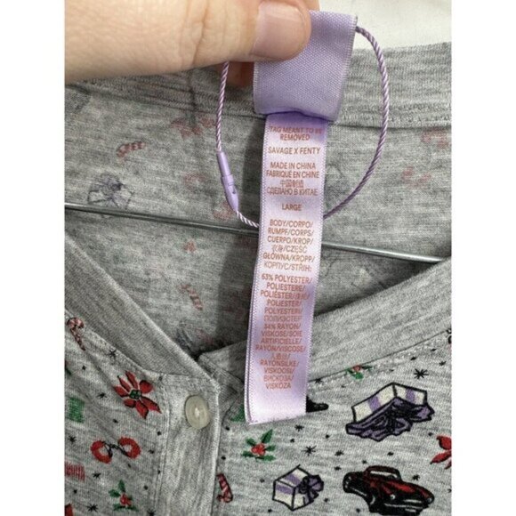 Savage X Fenty PJ Jumpsuit Women Large Grey It’s The Savage One Piece Holiday - Picture 4 of 14